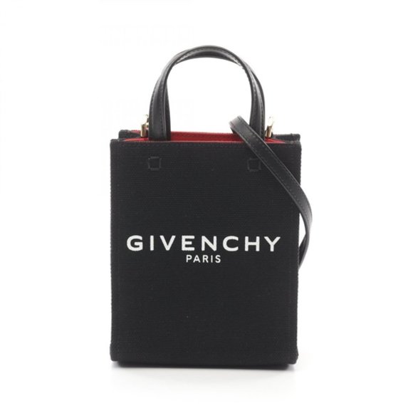 GIVENCHY G-TOTE Vertical Mini 2way Handbag BB50R9B1F1 canvas leather Black Used - Picture 1 of 4